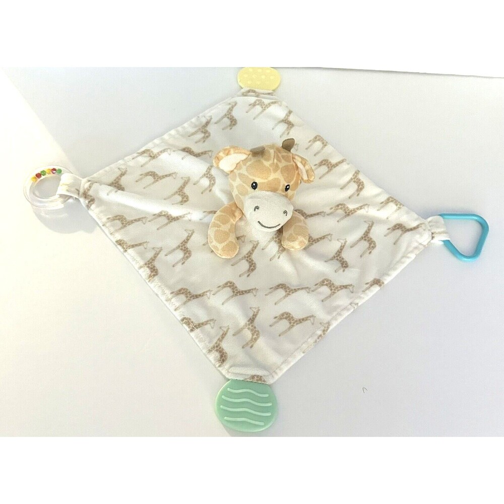 Modern Baby Giraffe Lovey Rattle Teether Security Blanket Giraffes Only 12 x 10